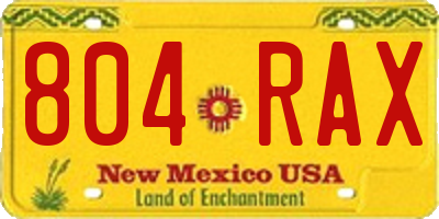 NM license plate 804RAX