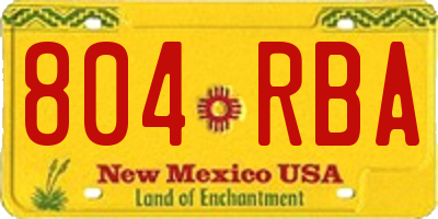 NM license plate 804RBA