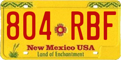 NM license plate 804RBF