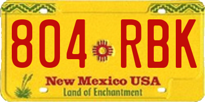 NM license plate 804RBK