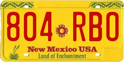 NM license plate 804RBO