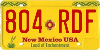 NM license plate 804RDF
