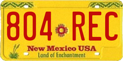 NM license plate 804REC