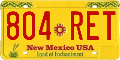 NM license plate 804RET