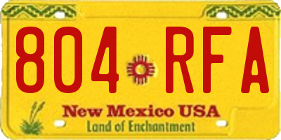 NM license plate 804RFA