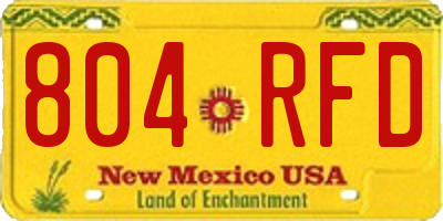 NM license plate 804RFD
