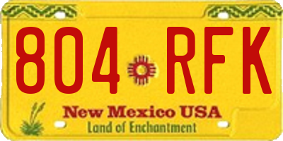 NM license plate 804RFK