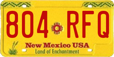 NM license plate 804RFQ