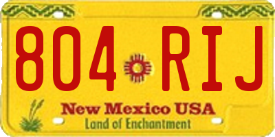NM license plate 804RIJ