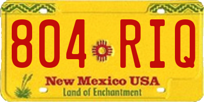 NM license plate 804RIQ