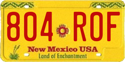 NM license plate 804ROF