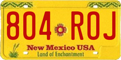 NM license plate 804ROJ