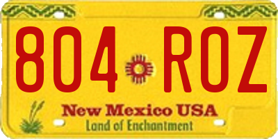NM license plate 804ROZ