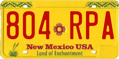 NM license plate 804RPA