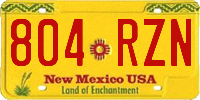 NM license plate 804RZN