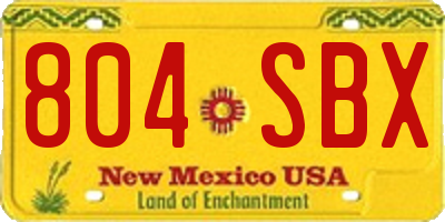 NM license plate 804SBX