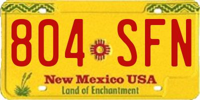 NM license plate 804SFN