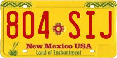 NM license plate 804SIJ