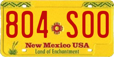 NM license plate 804SOO