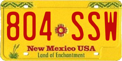 NM license plate 804SSW