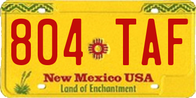 NM license plate 804TAF
