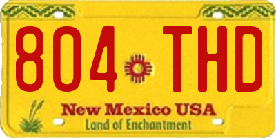 NM license plate 804THD