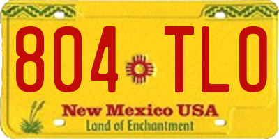NM license plate 804TLO
