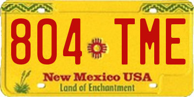 NM license plate 804TME