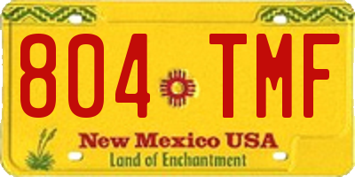 NM license plate 804TMF