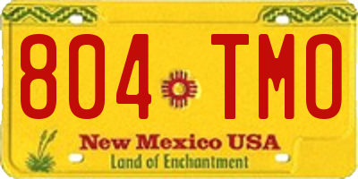 NM license plate 804TMO