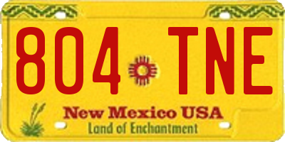 NM license plate 804TNE
