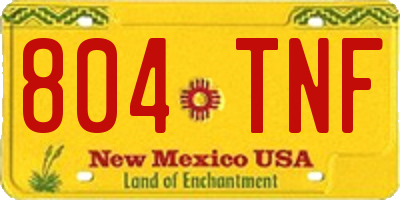 NM license plate 804TNF