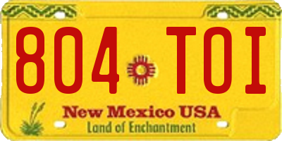 NM license plate 804TOI
