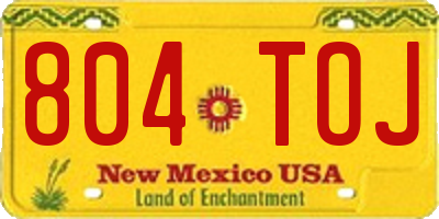 NM license plate 804TOJ