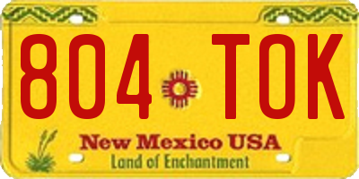 NM license plate 804TOK