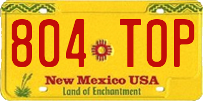 NM license plate 804TOP