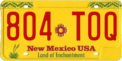 NM license plate 804TOQ