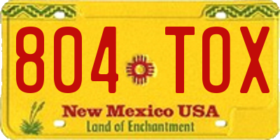 NM license plate 804TOX