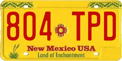 NM license plate 804TPD