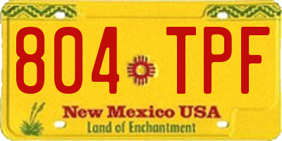 NM license plate 804TPF