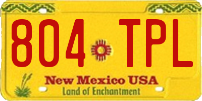 NM license plate 804TPL