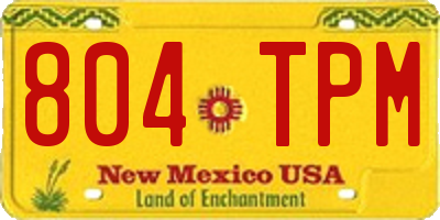 NM license plate 804TPM