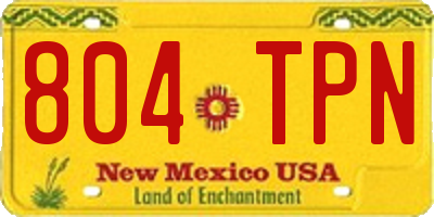 NM license plate 804TPN