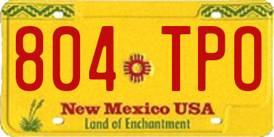 NM license plate 804TPO