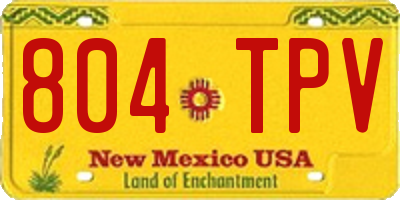 NM license plate 804TPV