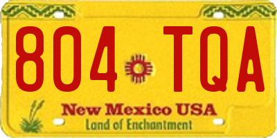 NM license plate 804TQA