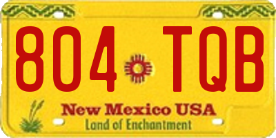 NM license plate 804TQB