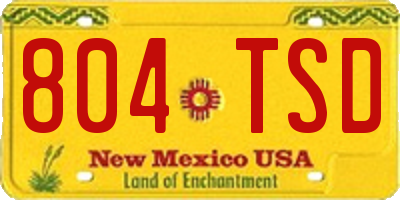 NM license plate 804TSD