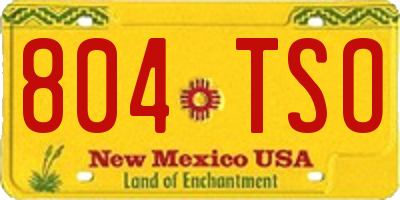 NM license plate 804TSO