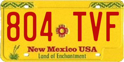 NM license plate 804TVF